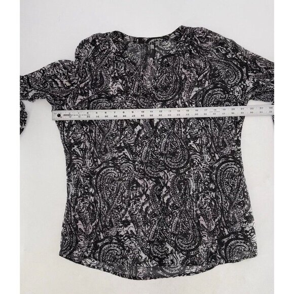 KUT from the Kloth Sheer Button Frontballoon Sleeve Blouse Size M, Preppy Office - Picture 11 of 11